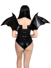 Wet Look Strapless Bat Wings