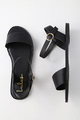 Hearts and Hashtags Black Flat Sandals