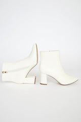 Sarai Off White Pointed-Toe Ankle Booties