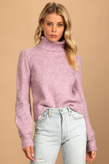 Meet Cozy Lavender Knit Long Sleeve Turtleneck Sweater