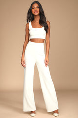 Only Tonight Ivory Two-Piece Wide-Leg Jumpsuit