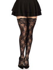 Bree Floral Lace Backseam Thigh Highs