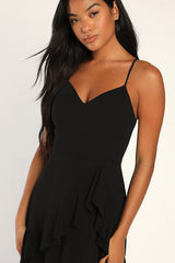 Blessed with Beauty Black Ruffled Sleeveless Maxi Dress