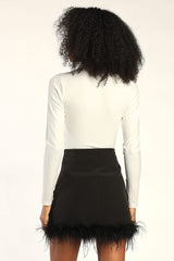 Celebratory Sweetie Black Feather Mini Skirt