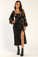 Luxe Romance Emerald Velvet Floral Burnout Long Sleeve Bodysuit