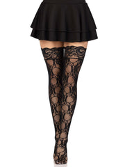 Bree Floral Lace Backseam Thigh Highs