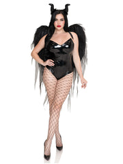 Dark Enchantress Chiffon Wings and Horn Headband.