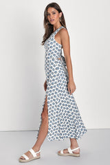 Flirty Fave Ivory Floral Print Tie-Back Midi Dress
