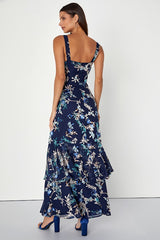 Stunning Sweetness Navy Blue Floral Burnout Maxi Dress
