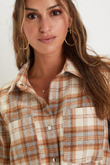 Plaid Behavior Ivory and Brown Plaid Long Sleeve Mini Dress
