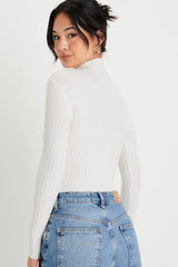 Crawford Ivory Long Sleeve Mock Neck Bodysuit