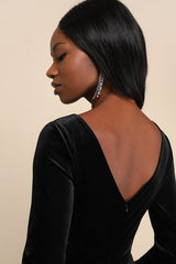 Dreaming About You Black Velvet Long Sleeve Maxi Dress