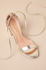 Kaira Gold Lace-Up Heels