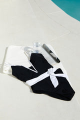 Poolside Chic Black and White Color Block One-Piece Swimsuit