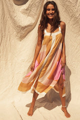 Miranda White Multi Geometric Print Midi Dress