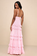 Lavish Perfection Light Pink Ruffled Tiered Maxi Dress