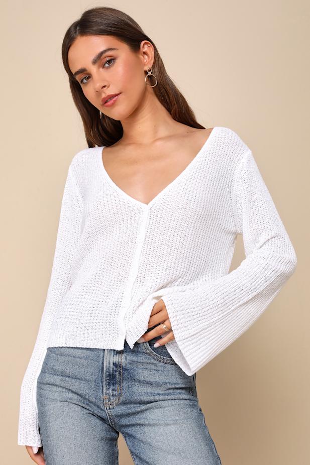 Springtime Sweetie Ivory Loose Knit Cardigan Sweater