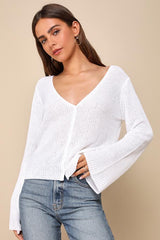 Springtime Sweetie Ivory Loose Knit Cardigan Sweater
