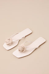 Idella Cream Crochet Rosette Flat Sandals
