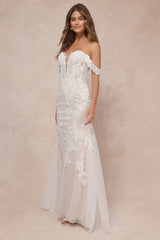 Endless Dedication White Embroidered Off-the-Shoulder Maxi Dress