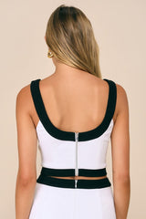 Totally Sensational White Color Block Sleeveless Crop Top
