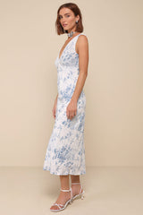 Picture-Perfect Days White Floral Lace V-Neck Midi Dress
