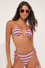 Paraiso Stripe Tiki Pink Side-Tie Cheeky Bikini Bottoms