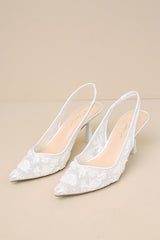 SB-Nikki Ivory Beaded Embroidered Slingback Pumps