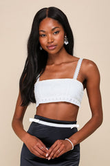 Lacey White Lace Tie-Back Bralette Top