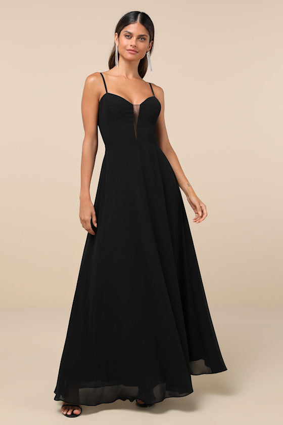 Stunning Grace Black Cutout A-Line Maxi Dress