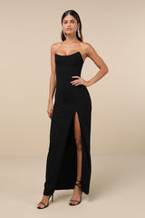 Sensational Beauty Black Strapless Maxi Dress