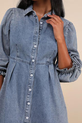 Uniquely Darling Medium Wash Denim Mini Dress With Pockets