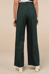 Bold Poise Dark Green High-Rise Straight-Leg Trouser Pants