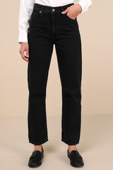 Dad Black High-Rise Ankle Jeans
