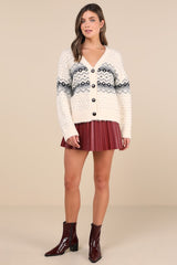 Wintry Cuddles Ivory Oversized Fair Isle Cardigan