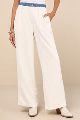 Confidently Unique Ivory Layered Waist Pants