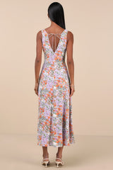 Your Only Darling Lavender Floral Print Sleeveless Midi Dress