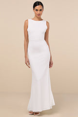 Exquisite Refinement Ivory Backless Bow Ruffled Maxi Dress