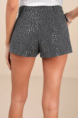 Caria Dark Grey Sequin Mid-Rise Micro Shorts
