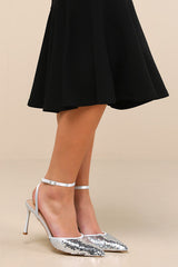 Arley Silver Sequin Ankle Strap Pumps