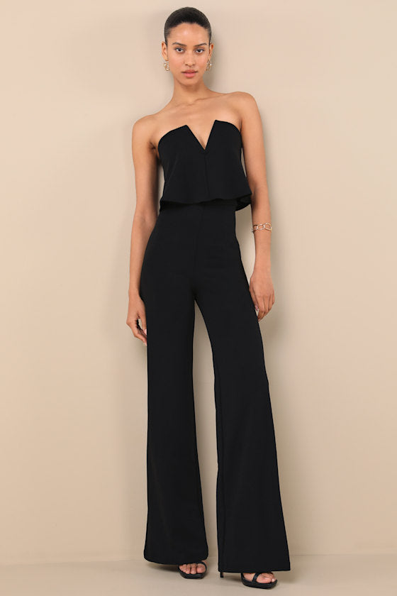Power of Love Black Strapless Jumpsuit