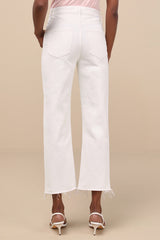 Sundaze White Raw Hem Cropped Denim Jeans