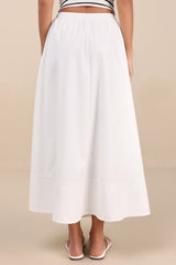 Varinia White Poplin A-Line Maxi Skirt