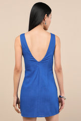 Packing for Positano Cobalt Blue Linen Sleeveless Mini Dress