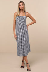 Kris Black Gingham Sleeveless Midi Dress