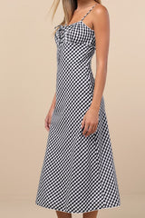Kris Black Gingham Sleeveless Midi Dress