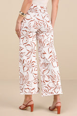 Free Fall Ivory Floral Twill High-Rise Wide-Leg Pants
