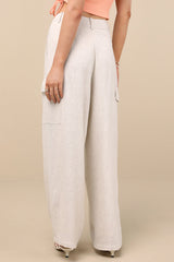 Cadelina Heather Beige Linen Cargo Trouser Pants