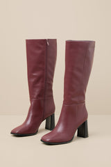 Reelee Oxblood Square Toe Knee-High Boots