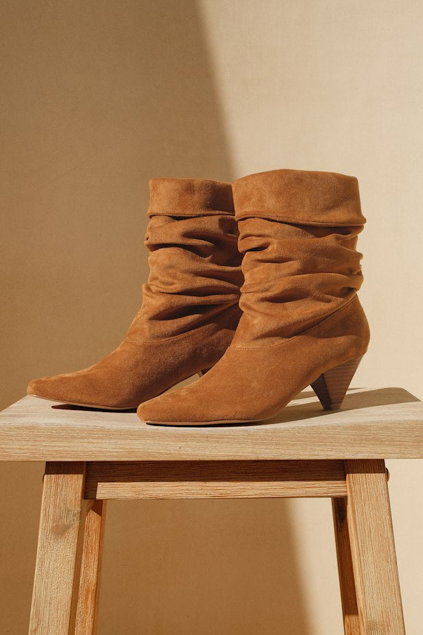 Carrie Tan Suede Slouchy Mid-Calf Boots